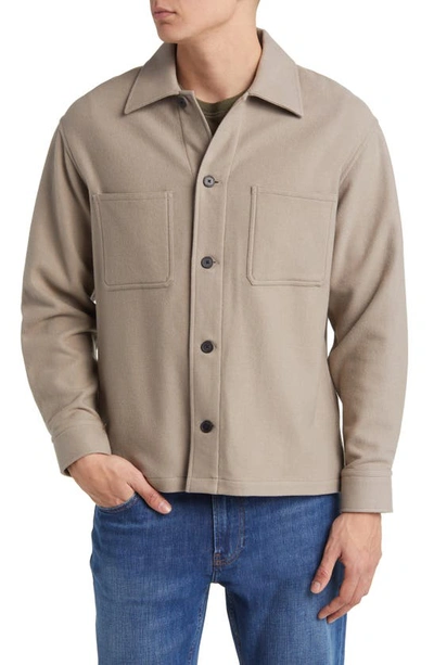 Frame Wool-blend Overshirt In Stone Beige
