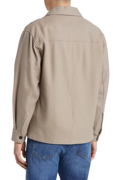 Frame Wool-blend Overshirt In Stone Beige