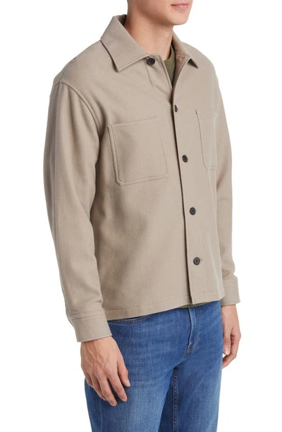 Shop Frame Virgin Wool Blend Overshirt In Stone Beige