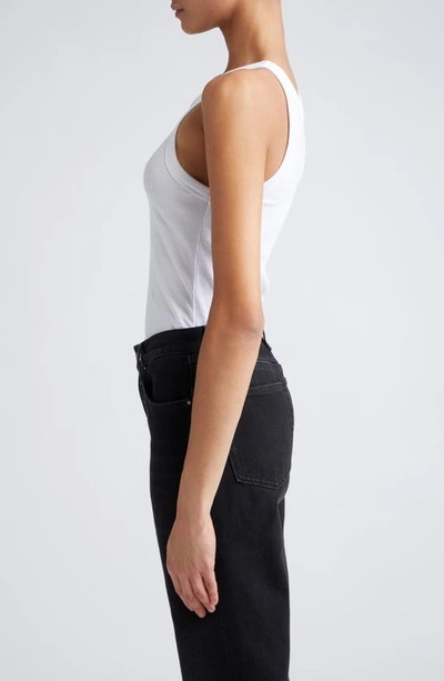 Shop Totême Espera Rib Stretch Organic Cotton Tank In White