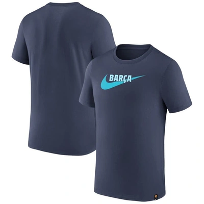 Shop Nike Blue Barcelona Swoosh T-shirt