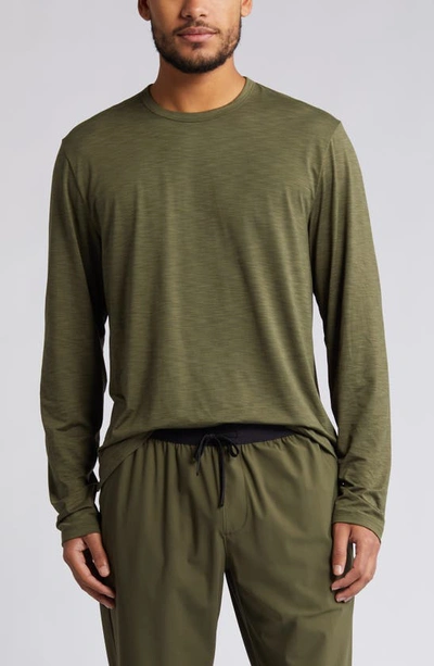 Shop Zella Perform Train Long Sleeve T-shirt In Olive Night