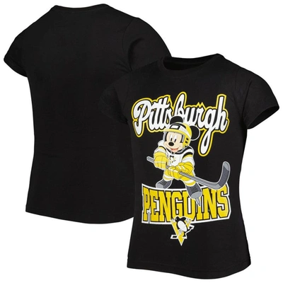 Shop Outerstuff Girls Youth Black Pittsburgh Penguins Mickey Mouse Go Team Go T-shirt