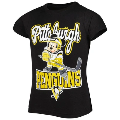 Shop Outerstuff Girls Youth Black Pittsburgh Penguins Mickey Mouse Go Team Go T-shirt