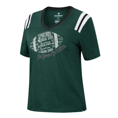 Shop Colosseum Heathered Green Michigan State Spartans 15 Min Early Football V-neck T-shirt In Heather Green