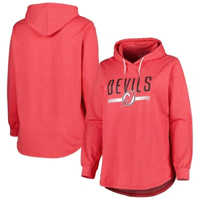 Shop Profile Heather Red New Jersey Devils Plus Size Fleece Pullover Hoodie