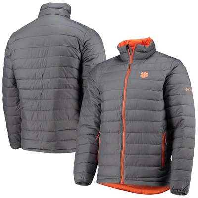 Shop Columbia Gray Clemson Tigers Powder Lite Omni-heat Reflective Full-zip Jacket