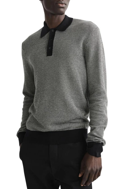 Shop Rag & Bone Harrow Wool Blend Long Sleeve Polo In Black Multi