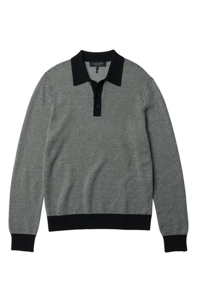 Shop Rag & Bone Harrow Wool Blend Long Sleeve Polo In Black Multi
