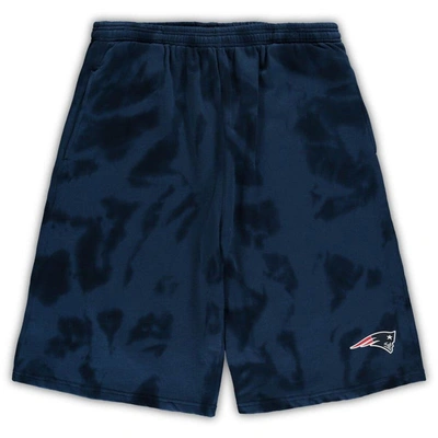 Shop Profile Navy New England Patriots Big & Tall Tie-dye Shorts