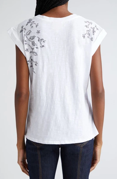 Shop Cinq À Sept Heat-set Lila Vine Bella T-shirt In White/ Black