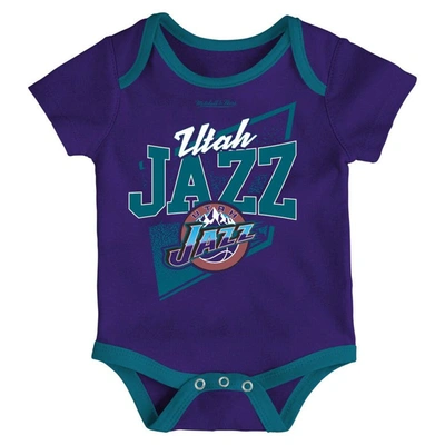 Shop Mitchell & Ness Infant  Purple/teal Utah Jazz Hardwood Classics Bodysuits & Cuffed Knit Hat Set