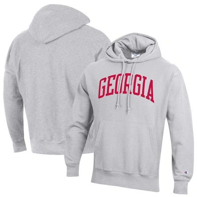 Shop Champion Heathered Gray Georgia Bulldogs Team Arch Reverse Weave Pullover Hoodie In Heather Gray