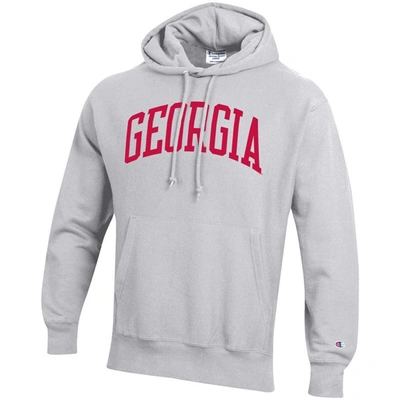 Shop Champion Heathered Gray Georgia Bulldogs Team Arch Reverse Weave Pullover Hoodie In Heather Gray