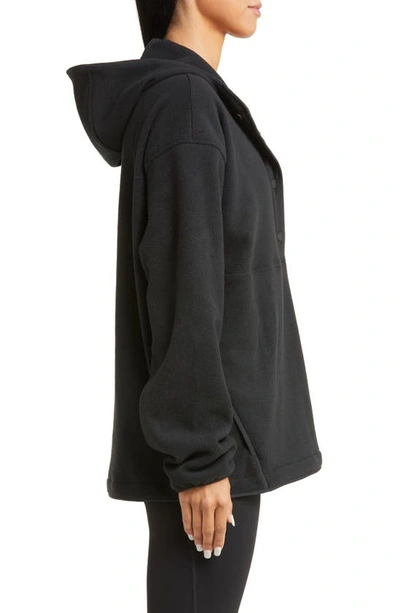 Shop Outdoor Voices Recfleece Snap-up Pullover Hoodie In Black