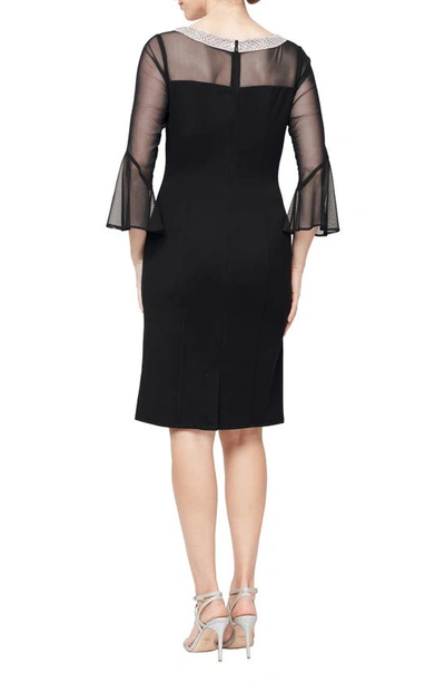 Alex Evenings Plus Womens Bell Sleeves Knee-length Party Dress In Black