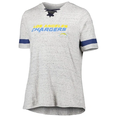 Shop Profile Heather Gray Los Angeles Chargers Plus Size Lace-up V-neck T-shirt