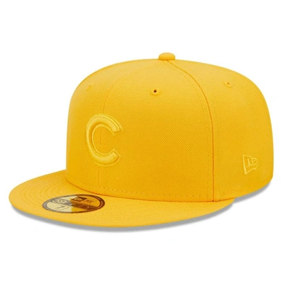 Shop New Era Gold Chicago Cubs Tonal 59fifty Fitted Hat