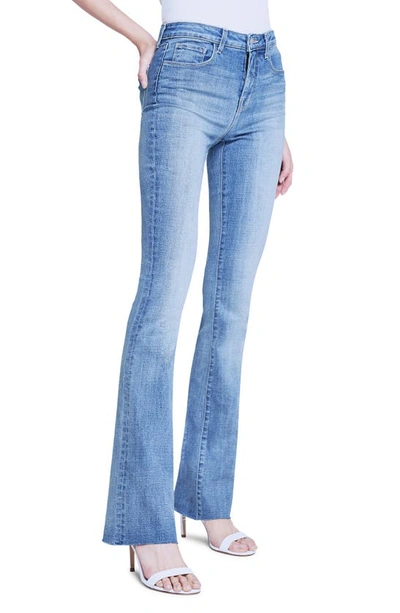 Shop L Agence Ruth High Waist Raw Hem Straight Leg Jeans In Montrose
