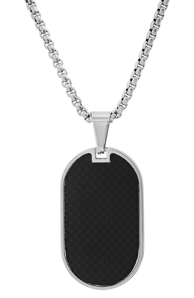Shop Hmy Jewelry Black Dog Tag Pendant Necklace In Black / Metallic