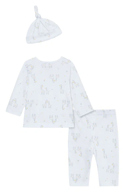 Shop Little Me Giraffes Organic Cotton Top, Pants & Hat In White Print