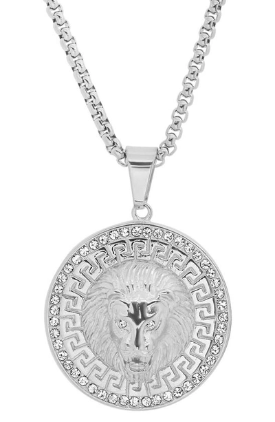 Shop Hmy Jewelry Pave Lion Head Pendant Necklace In Metallic