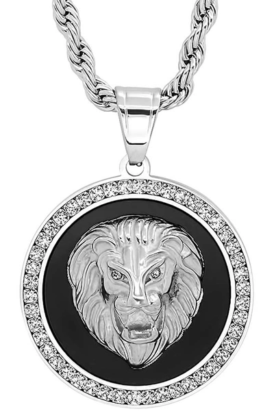 Shop Hmy Jewelry 18k Gold Plated Pave Crystal Lion Pendant Necklace In Metallic