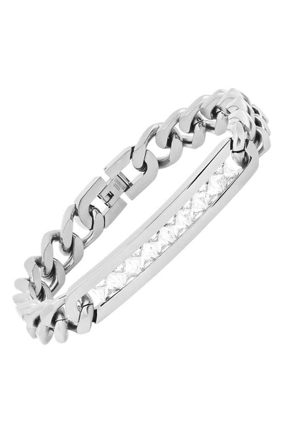Shop Hmy Jewelry Inlaid Crystal Id Bracelet In Metallic
