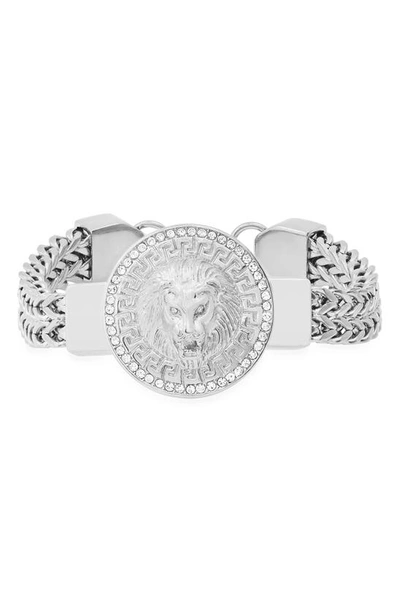 Shop Hmy Jewelry Lion Head Station Bracelet In Metallic