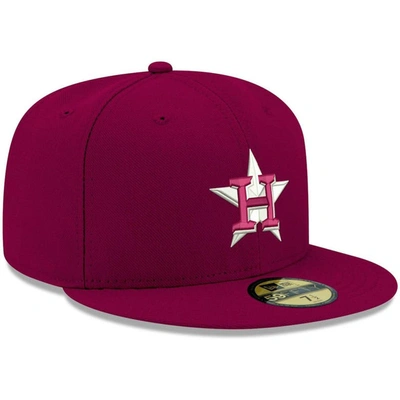 Shop New Era Cardinal Houston Astros White Logo 59fifty Fitted Hat