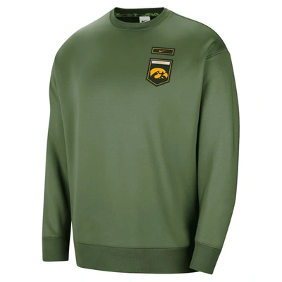 Shop Nike Olive Iowa Hawkeyes Military Collection All-time Performance Crew Pullover Sweatshirt