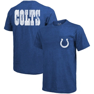 Shop Majestic Indianapolis Colts  Threads Tri-blend Pocket T-shirt In Royal