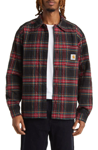 Shop Carhartt Wiles Plaid Flannel Shirt Jacket In Wiles Check Black
