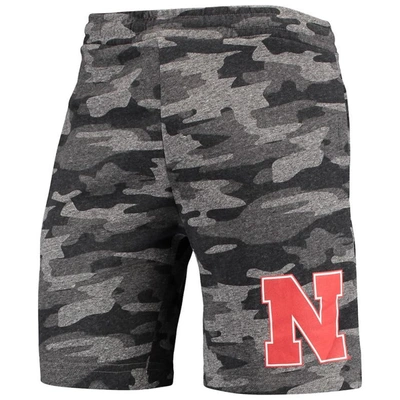 Concepts Sport Men's  Charcoal, Gray Nebraska Huskers Camo Backup Terry Jam Lounge Shorts In Charcoal