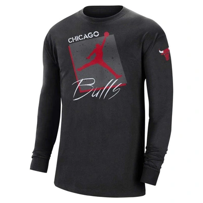 Shop Jordan Brand Black Chicago Bulls Courtside Max 90 Vintage Wash Statement Edition Long Sleeve T-shirt