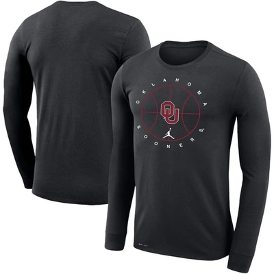 Shop Jordan Brand Black Oklahoma Sooners Basketball Icon Legend Performance Long Sleeve T-shirt