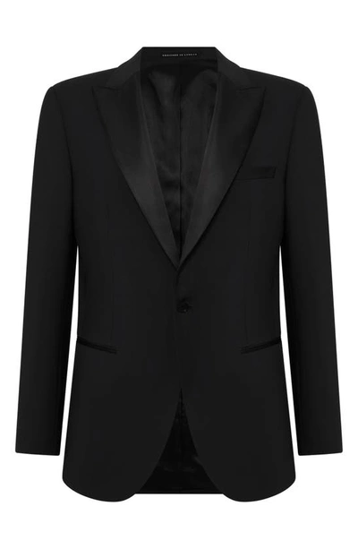 Reiss Chocolate Brown Single-breasted Wool Blend Blazer Slim Fit In Black