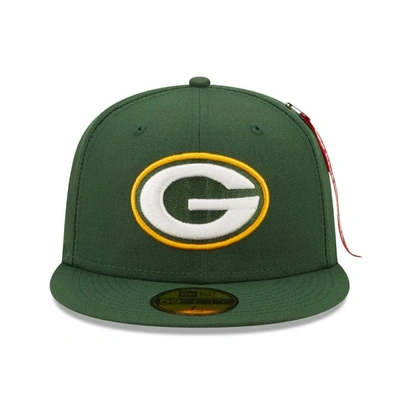 Shop New Era X Alpha Industries Green Green Bay Packers Alpha 59fifty Fitted Hat