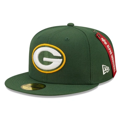 Shop New Era X Alpha Industries Green Green Bay Packers Alpha 59fifty Fitted Hat