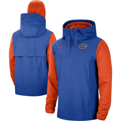 Shop Jordan Brand Royal/orange Florida Gators Sideline Player Quarter-zip Hoodie Jacket