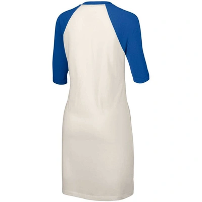 Shop Lusso White Los Angeles Dodgers Nettie Raglan Half-sleeve Tri-blend T-shirt Dress