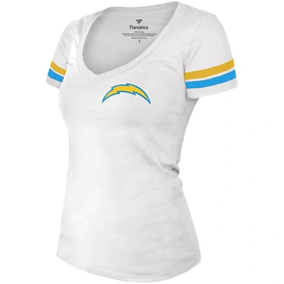 Shop Majestic Threads Justin Herbert White Los Angeles Chargers Name & Number V-neck T-shirt