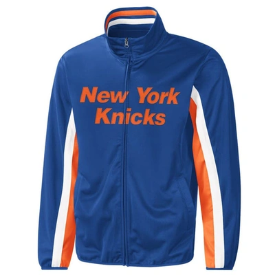 Shop G-iii Sports By Carl Banks Blue New York Knicks Contender Wordmark Full-zip Track Jacket