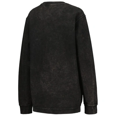 Pressbox Black Wisconsin Badgers Comfy Cord Vintage Wash Basic Arch Pullover Sweatshirt In Black
