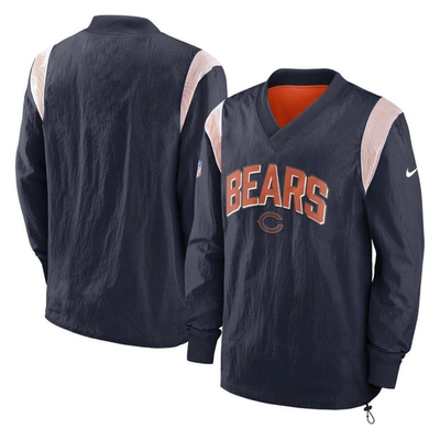 Shop Nike Navy Chicago Bears Sideline Athletic Stack V-neck Pullover Windshirt Jacket