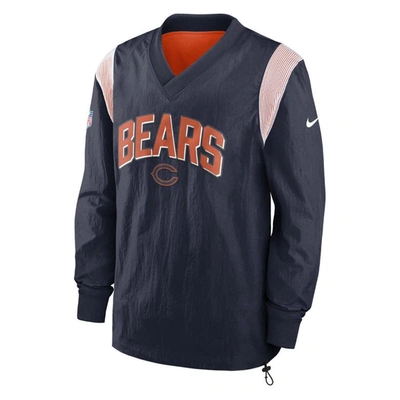 Shop Nike Navy Chicago Bears Sideline Athletic Stack V-neck Pullover Windshirt Jacket