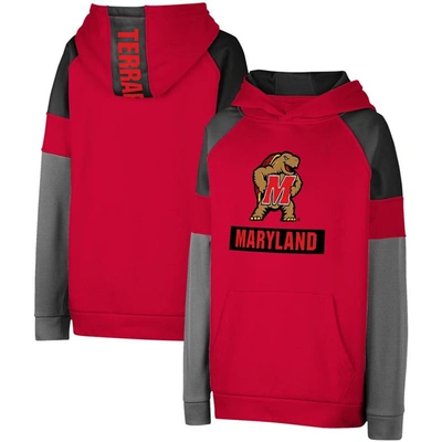 Shop Colosseum Youth  Red Maryland Terrapins Colorblocked Raglan Pullover Hoodie