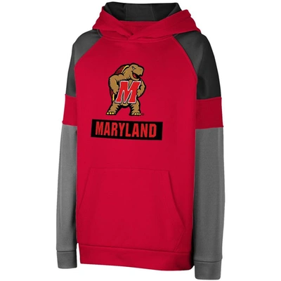 Shop Colosseum Youth  Red Maryland Terrapins Colorblocked Raglan Pullover Hoodie