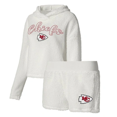 Shop Concepts Sport White Kansas City Chiefs Fluffy Pullover Sweatshirt & Shorts Sleep Set