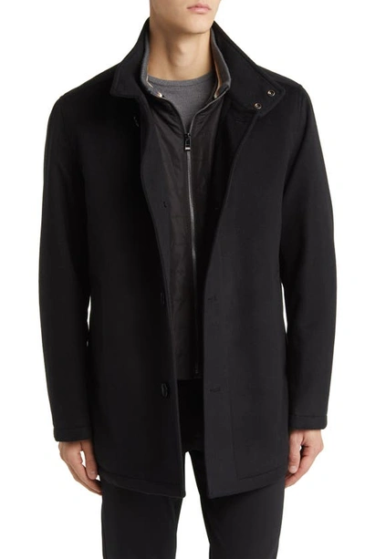 Shop Hugo Boss Coxtan Relaxed Fit Virgin Wool & Cashmere Coat In Black